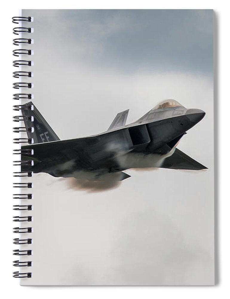 F-22 Spiral Notebook featuring the digital art Raptor fast Pass by Airpower Art