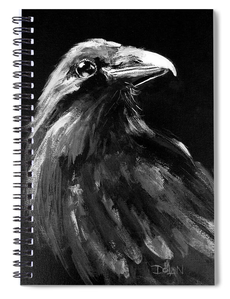 Raven Spiral Notebook featuring the painting Raven Watching by Pat Dolan