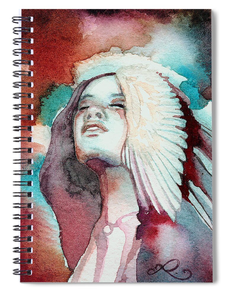 Native American Spiral Notebook featuring the painting Ravensara by Ragen Mendenhall