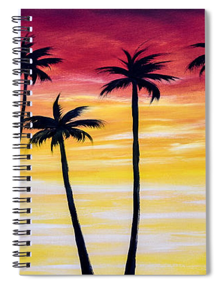 Sunset Spiral Notebook featuring the painting Reaching - Panoramiic Sunset by Gina De Gorna