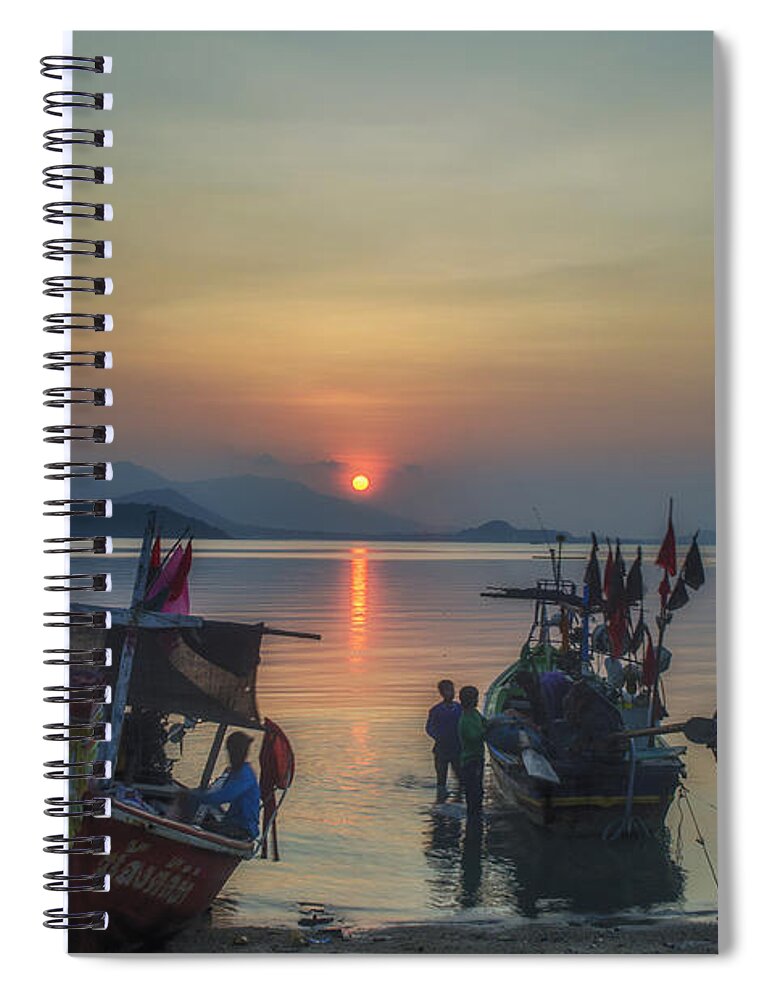 Michelle Meenawong Spiral Notebook featuring the photograph Ready For Night Fishing by Michelle Meenawong