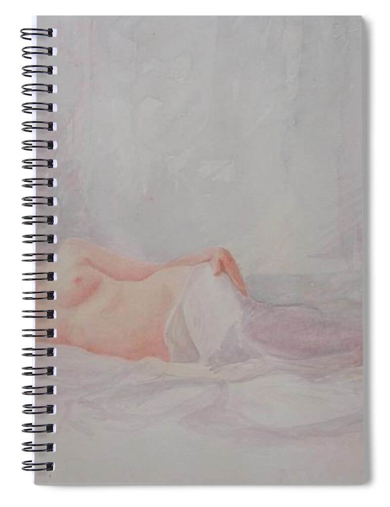 Reclining Nude Spiral Notebook featuring the painting Reclining Nude 4 by David Ladmore