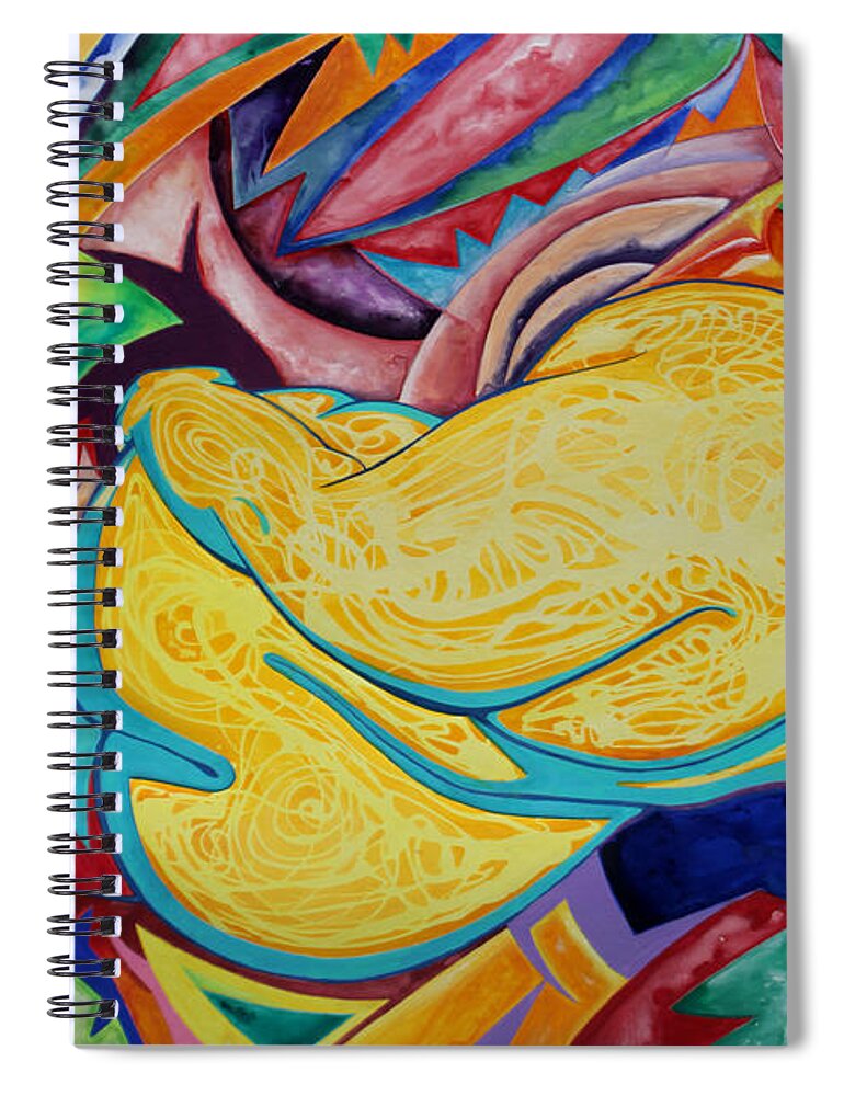 Andrew Chambers Spiral Notebook featuring the mixed media Reclining Zaftig 2 by Andrew Chambers