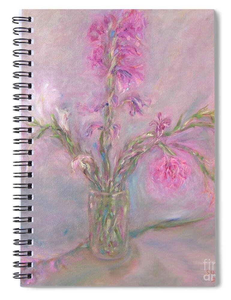 Pink Spiral Notebook featuring the painting Recollection of The Dreamy Bloom by Sukalya Chearanantana