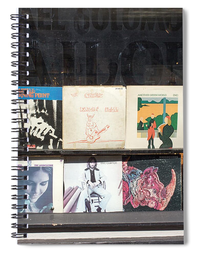 David Bowie Spiral Notebook featuring the photograph Record Store Burlington Vermont by Edward Fielding