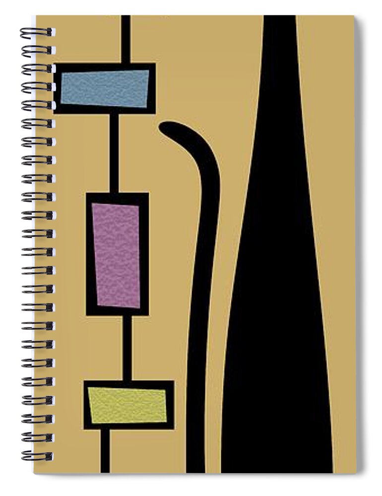 Cat Spiral Notebook featuring the digital art Rectangle Cat 3 by Donna Mibus