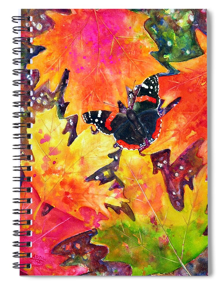 Butterfly Spiral Notebook featuring the painting Red Admiral Butterfly by Art by Carol May