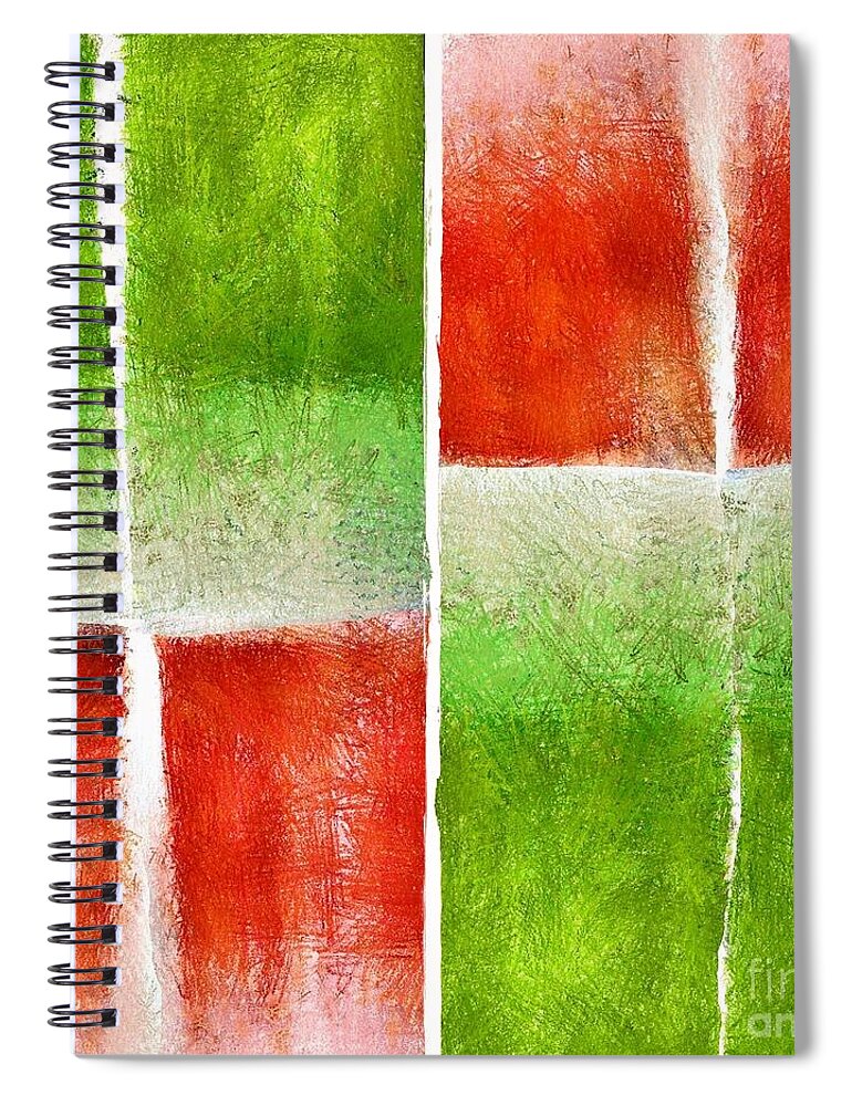 Red Spiral Notebook featuring the digital art Red and Green Abstract by Patricia Strand