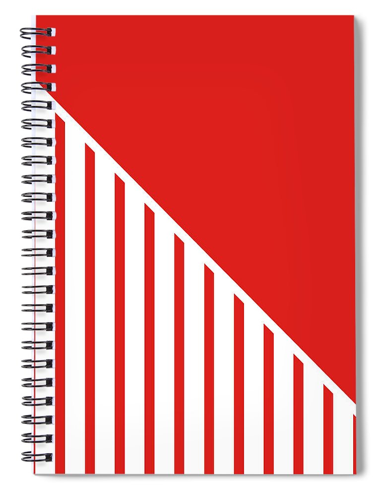 Red Spiral Notebook featuring the digital art Red and White Triangles by Linda Woods