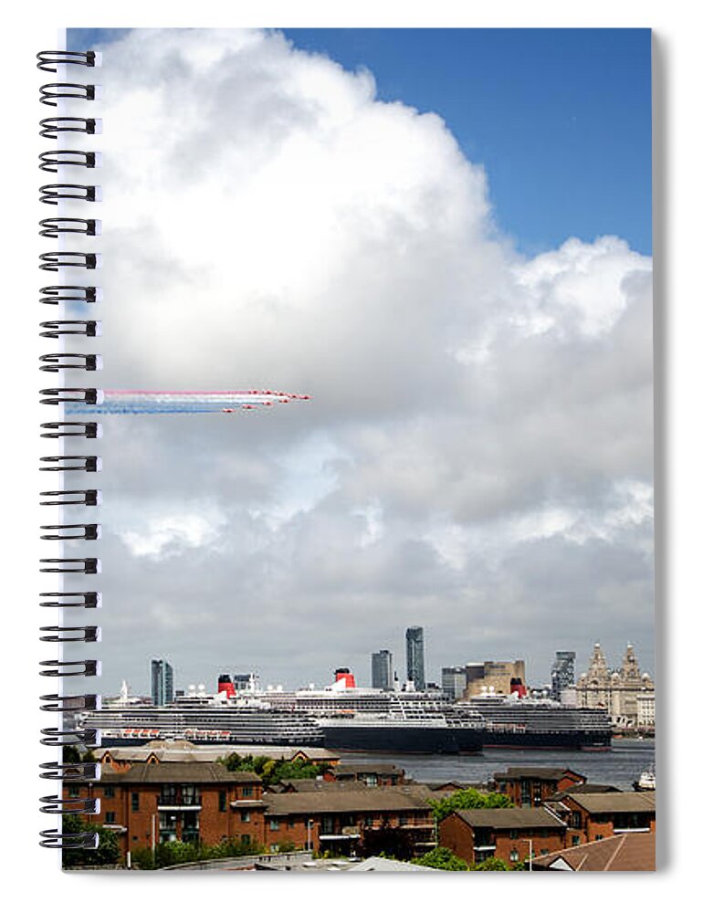 Cunard Spiral Notebook featuring the photograph Red Arrows and the Three Queens by Spikey Mouse Photography