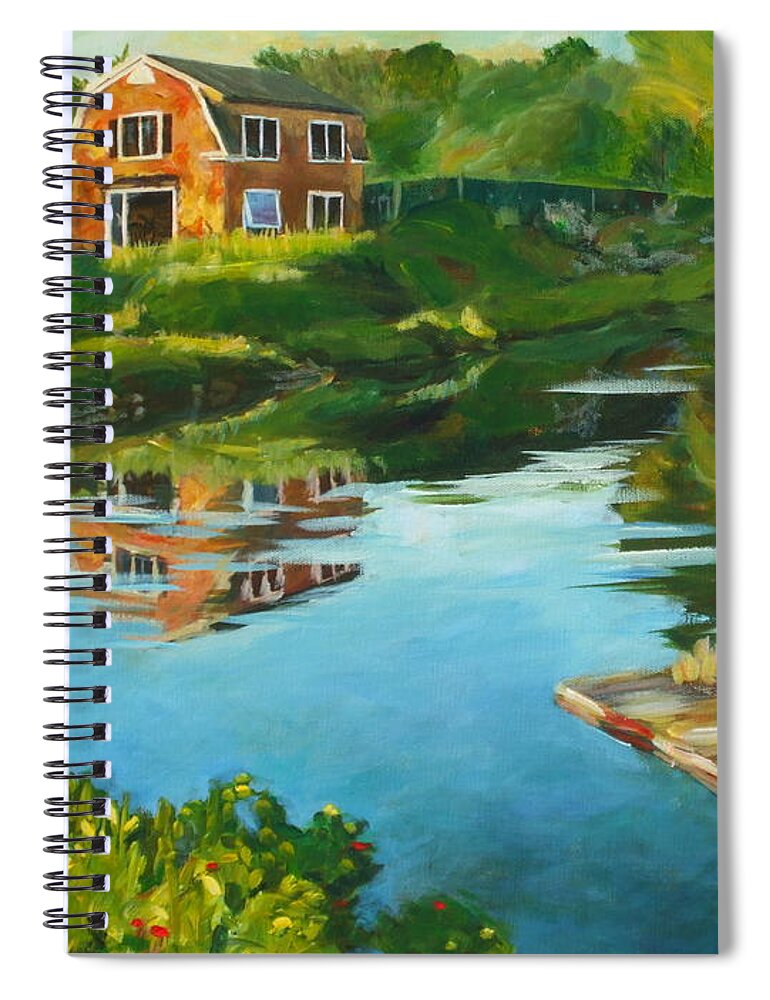 Gagnon Spiral Notebook featuring the painting Red Barn in Kennebunkport ME by Claire Gagnon
