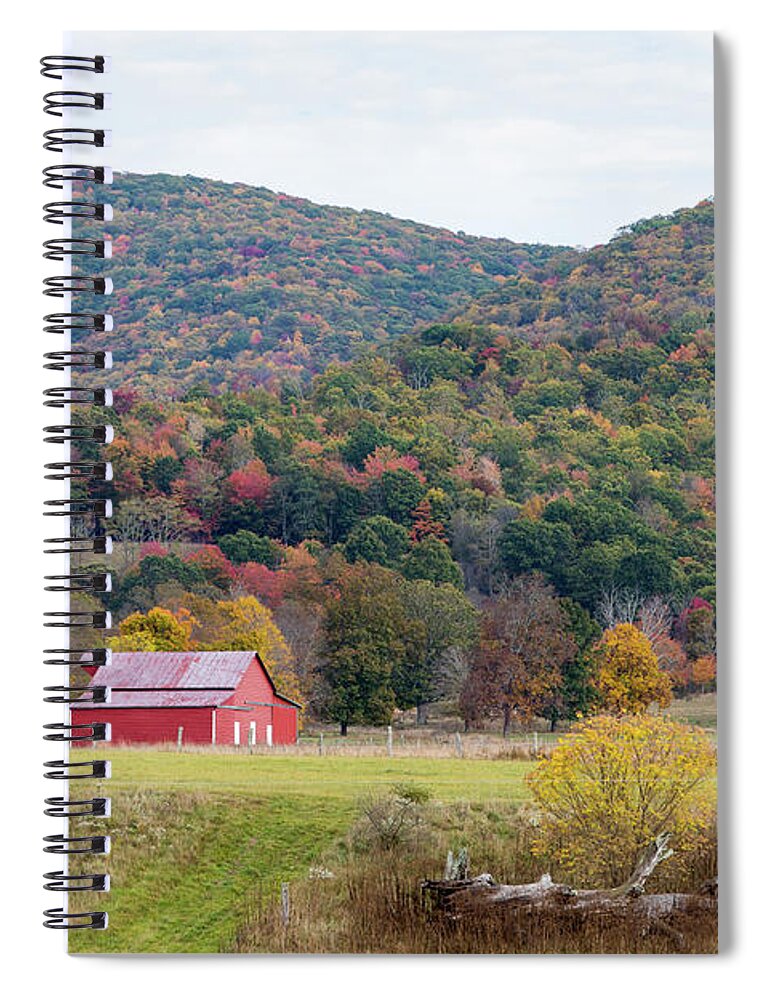 Photosbymch Spiral Notebook featuring the photograph Red Barn in the Fall by M C Hood