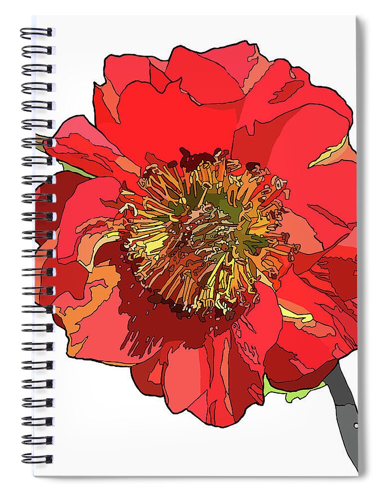 Red Spiral Notebook featuring the painting Red Blossom by Jamie Downs