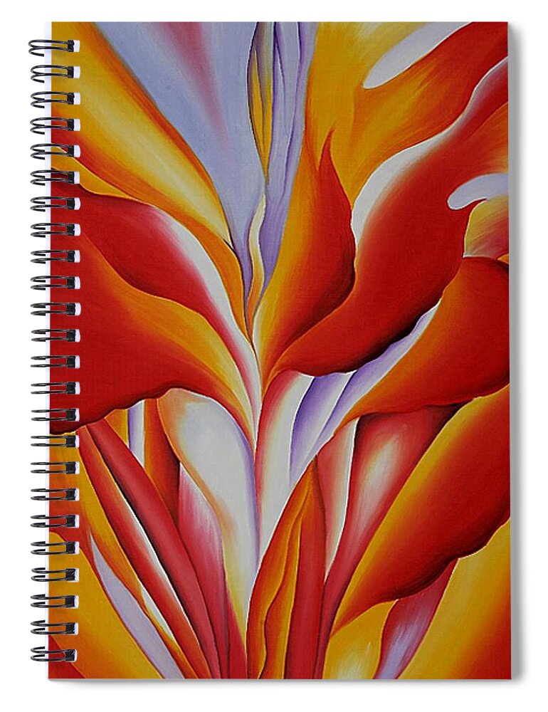 Red Spiral Notebook featuring the painting Red Canna by Georgia OKeefe