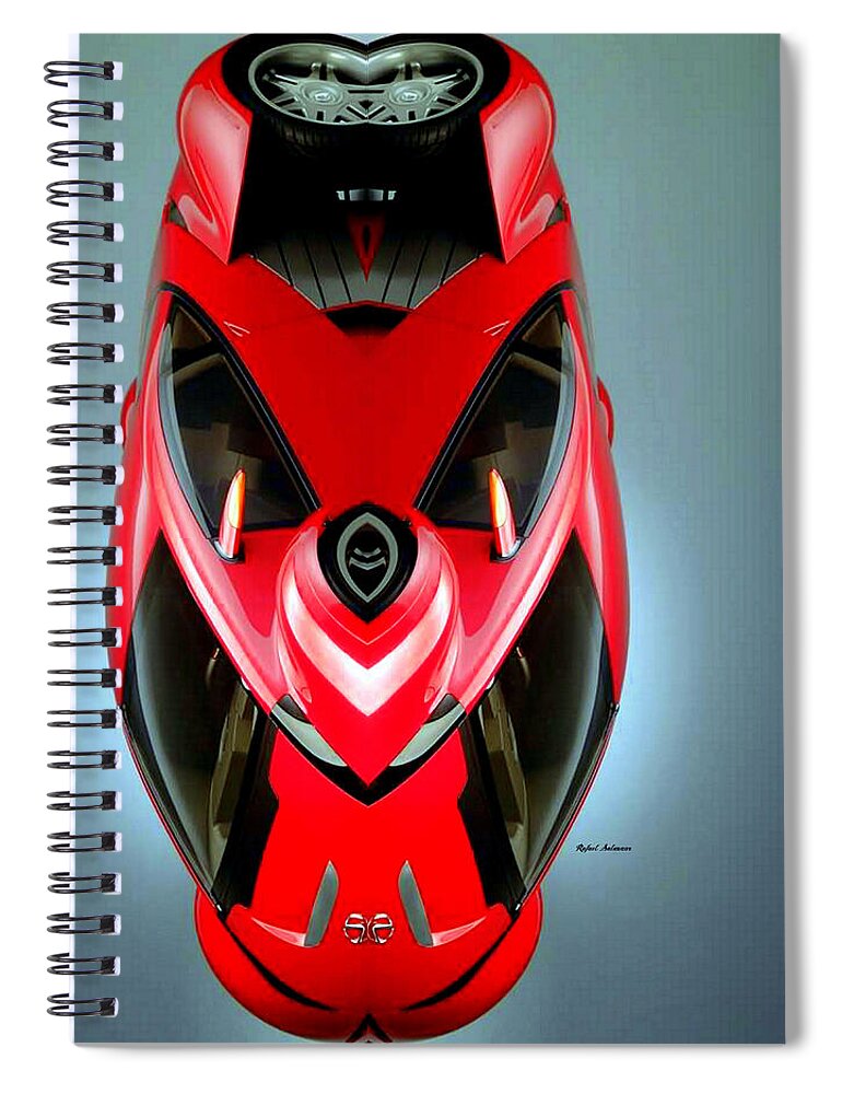 Rafael Salazar Spiral Notebook featuring the digital art Red Car 006 by Rafael Salazar