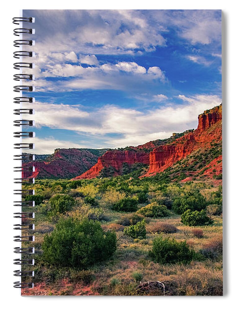 Canyon Spiral Notebook featuring the photograph Red Cliffs of Caprock Canyon by Adam Reinhart