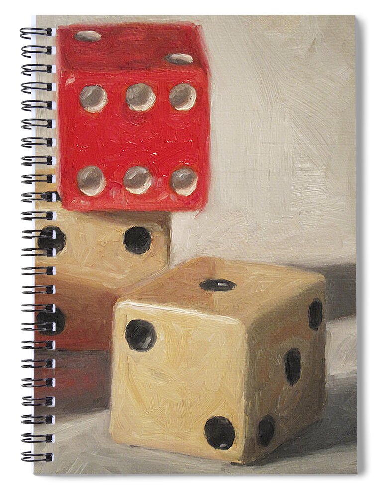 Dice Spiral Notebook featuring the painting Red Die by Joe Winkler