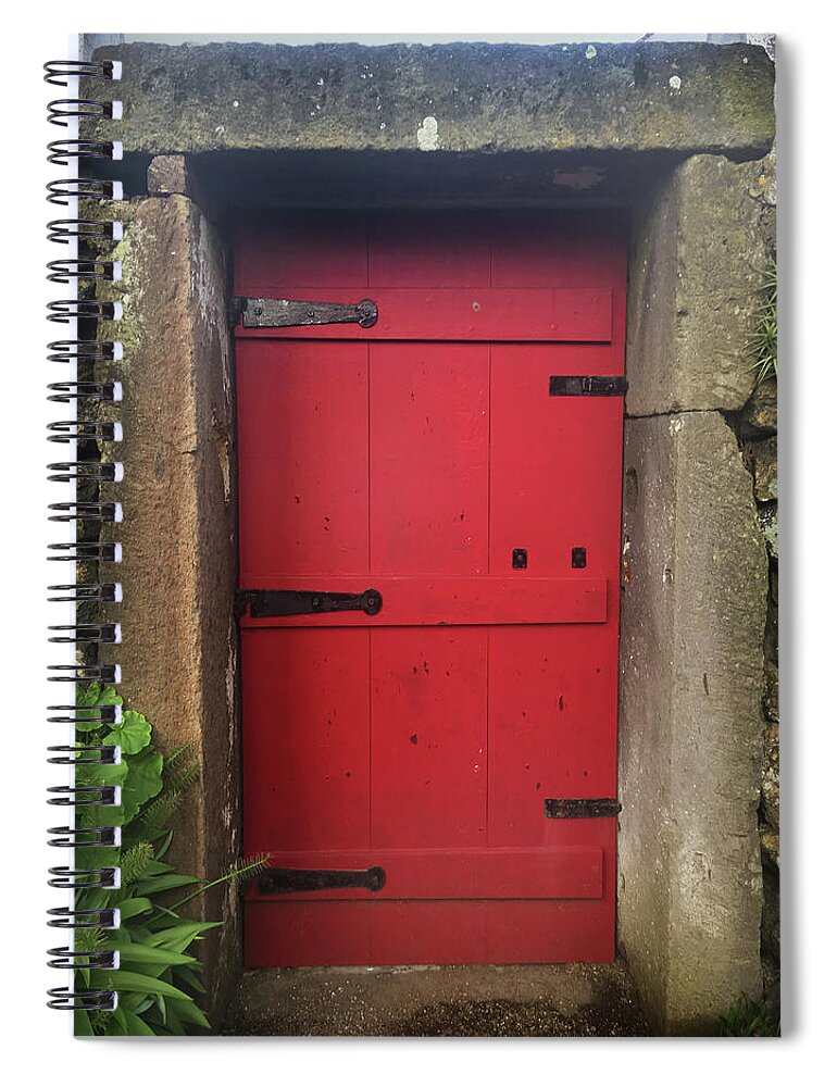 Kelly Hazel Spiral Notebook featuring the photograph Red Door at the Wine Museum of Biscoitos by Kelly Hazel