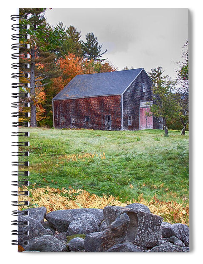 Chocorua Fall Colors Spiral Notebook featuring the photograph Red door barn by Jeff Folger