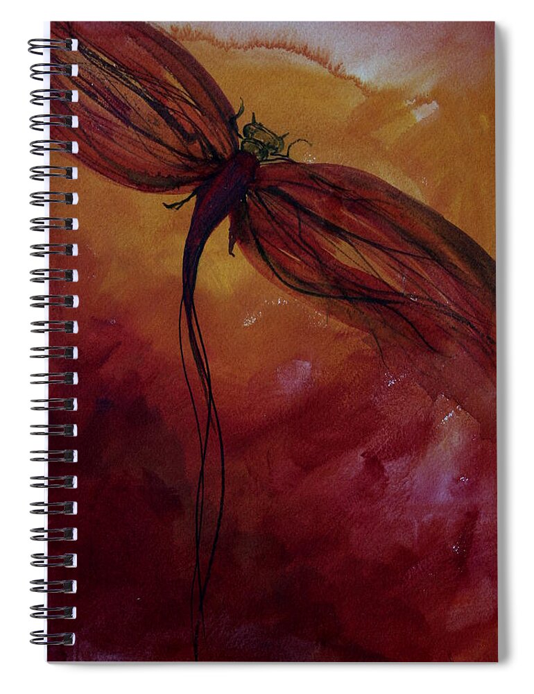 Paint Spiral Notebook featuring the painting Red Dragonfly by Julie Lueders 