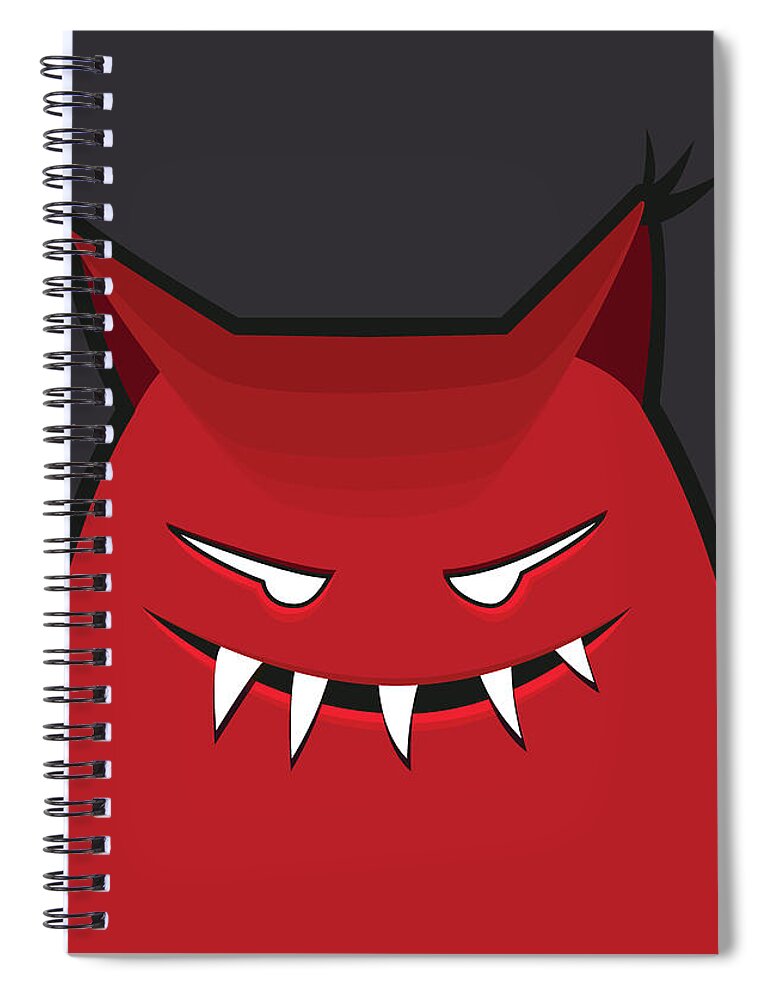 Scary Spiral Notebook featuring the digital art Red Evil Monster With Pointy Ears by Boriana Giormova