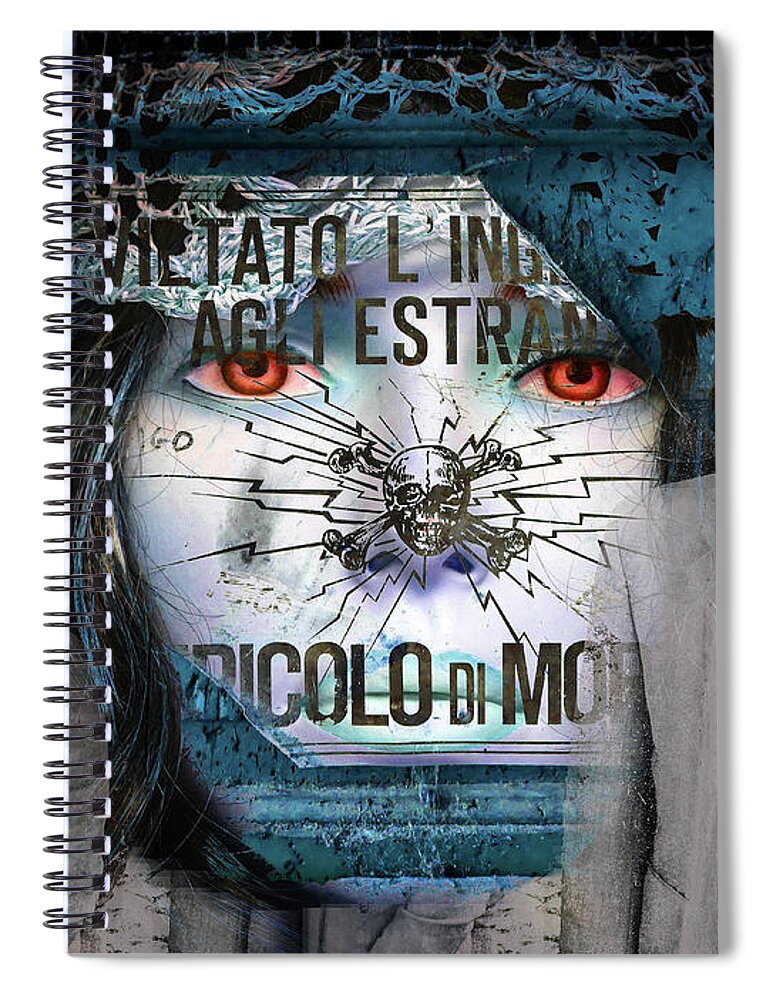 Collage Spiral Notebook featuring the digital art Red eyes by Gabi Hampe