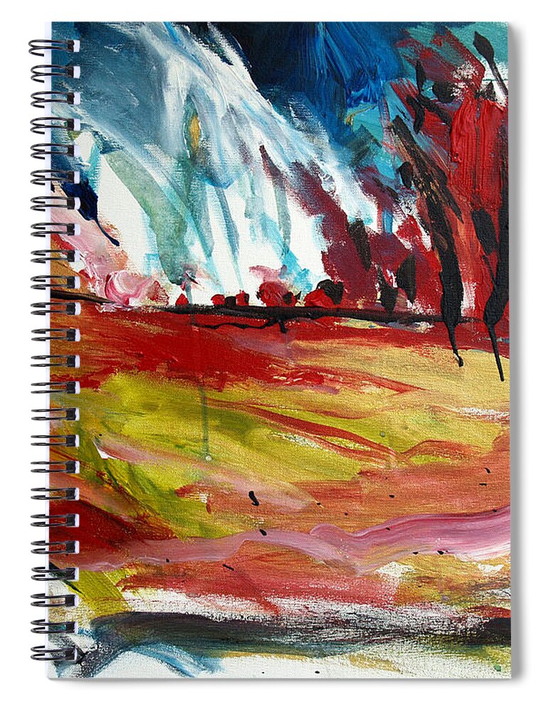  Spiral Notebook featuring the painting Red Forest by John Gholson