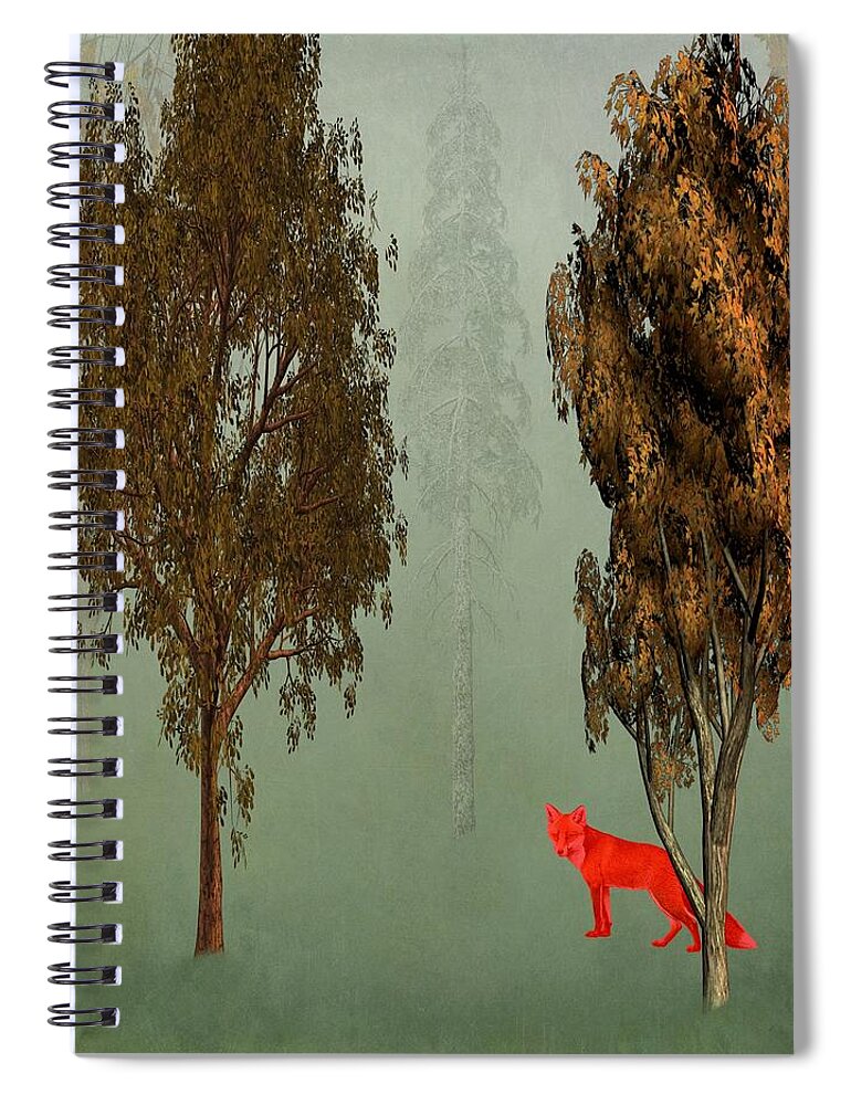 Red Spiral Notebook featuring the photograph Red Fox Forest by Movie Poster Prints