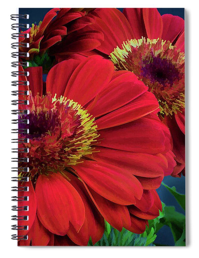 Flowers Spiral Notebook featuring the photograph Red Gerbera Daisy by David Thompsen