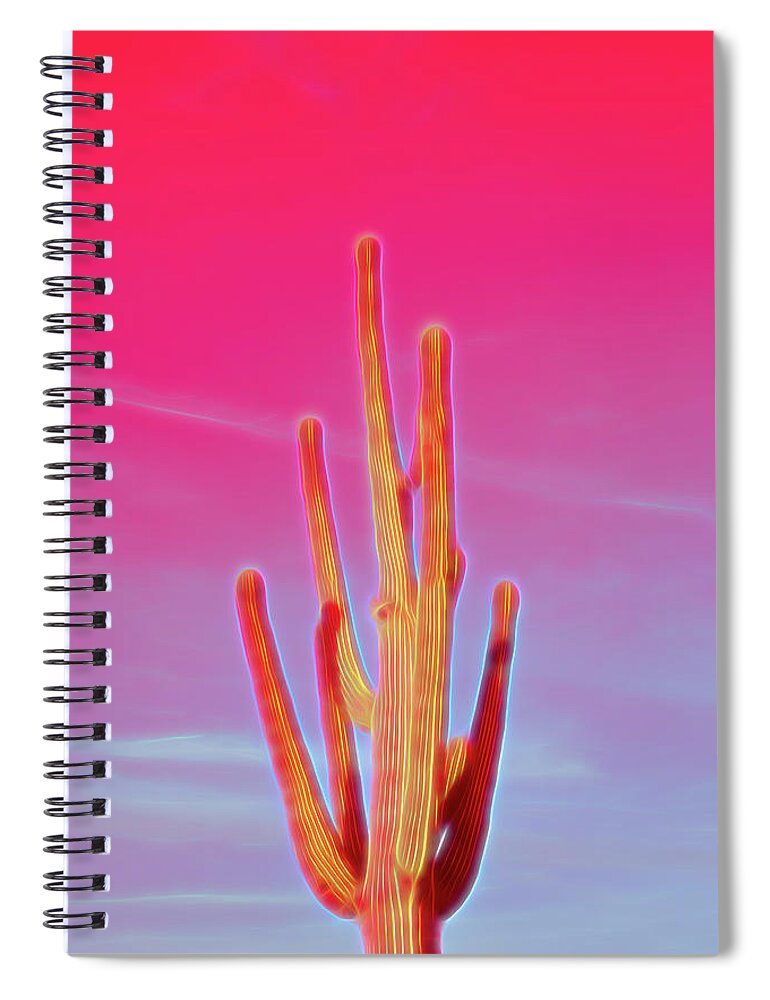 Saguaro Spiral Notebook featuring the photograph Red Glow Saguaro Cactus by Aimee L Maher ALM GALLERY