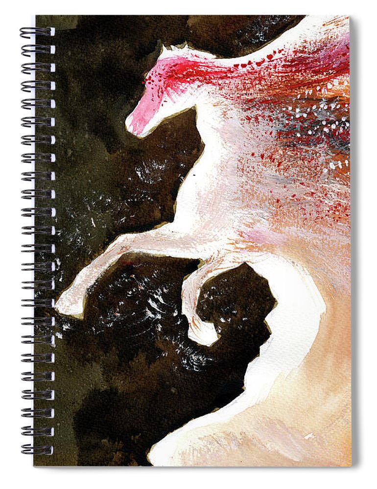 Horse Spiral Notebook featuring the painting Red Horse by Anil Nene