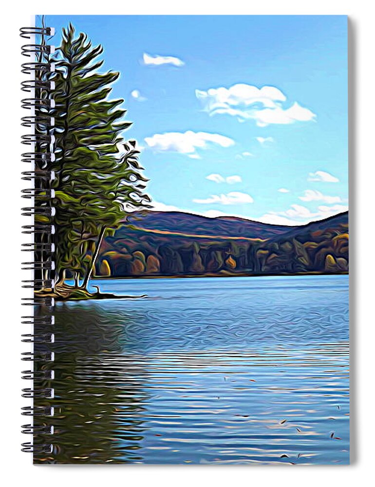 Red House Lake Allegany State Park In Autumn Spiral Notebook featuring the photograph Red House Lake Allegany State Park in Autumn Expressionistic Effect by Rose Santuci-Sofranko