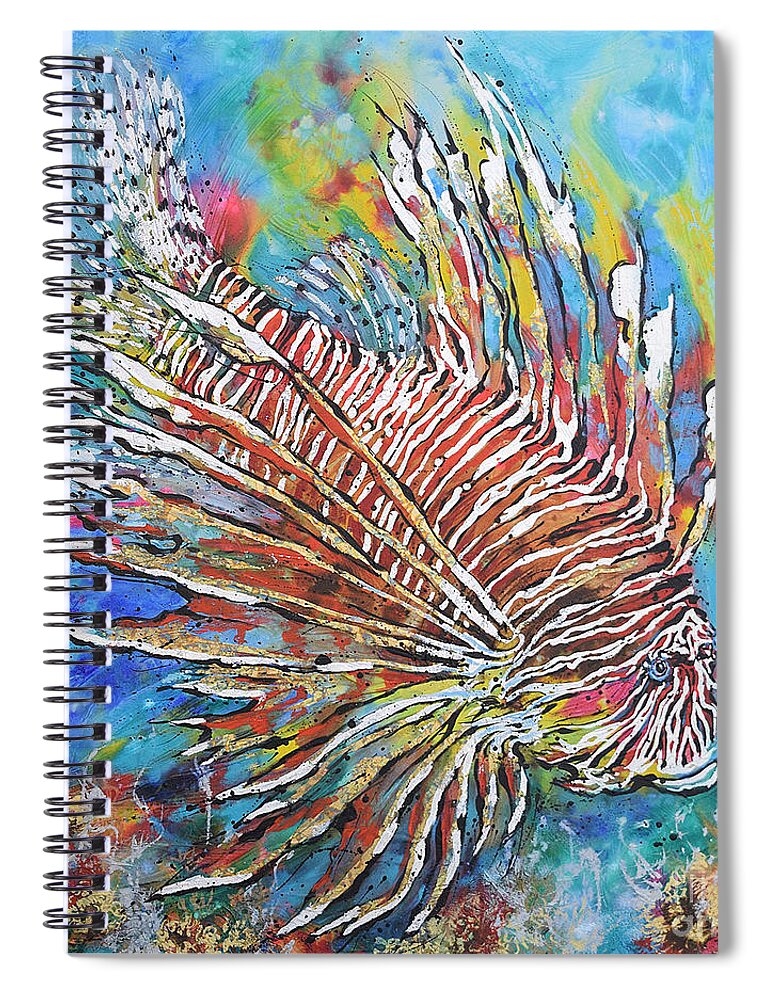 Red Lion-fish Spiral Notebook featuring the painting Red Lion-fish by Jyotika Shroff