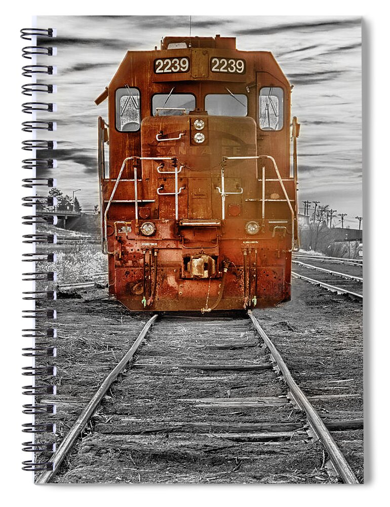 Railroad Spiral Notebook featuring the photograph Red Locomotive by James BO Insogna