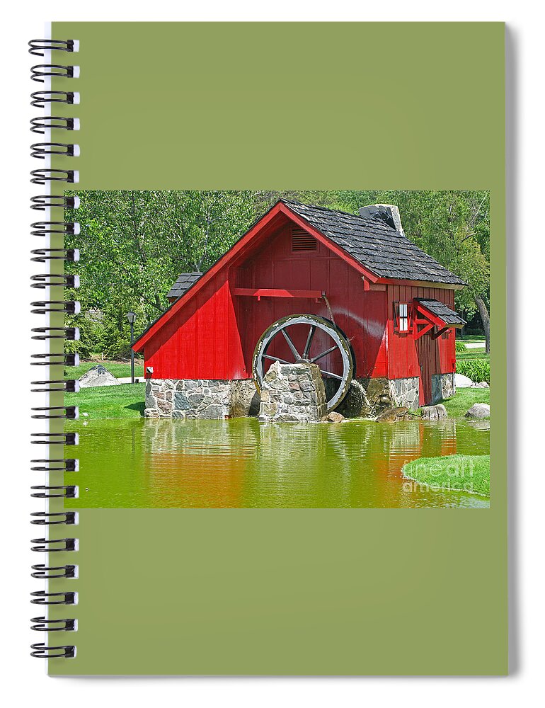 Red Spiral Notebook featuring the photograph Red Mill by Ann Horn
