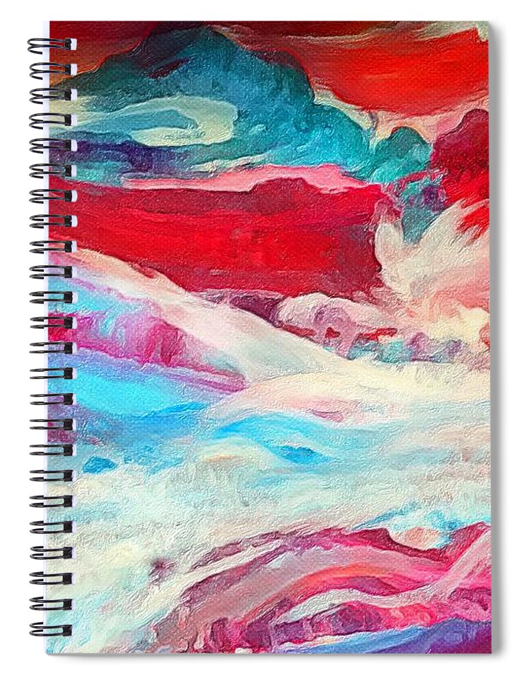 Vibrant Colors Spiral Notebook featuring the painting Red Ocean abstract by Anne Sands
