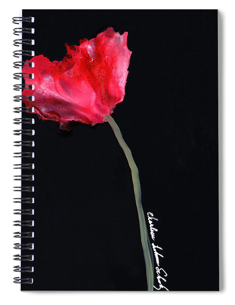Red Poppy Spiral Notebook featuring the painting Red Poppy by Charlene Fuhrman-Schulz