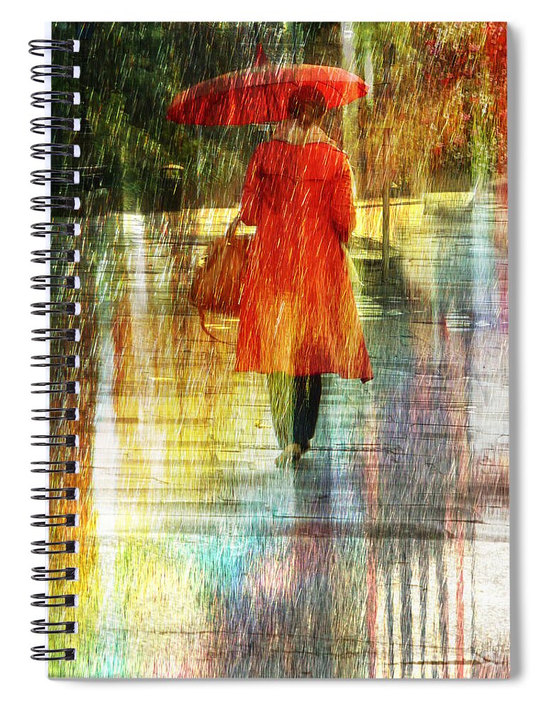 Woman Spiral Notebook featuring the photograph Red Rain Day by LemonArt Photography