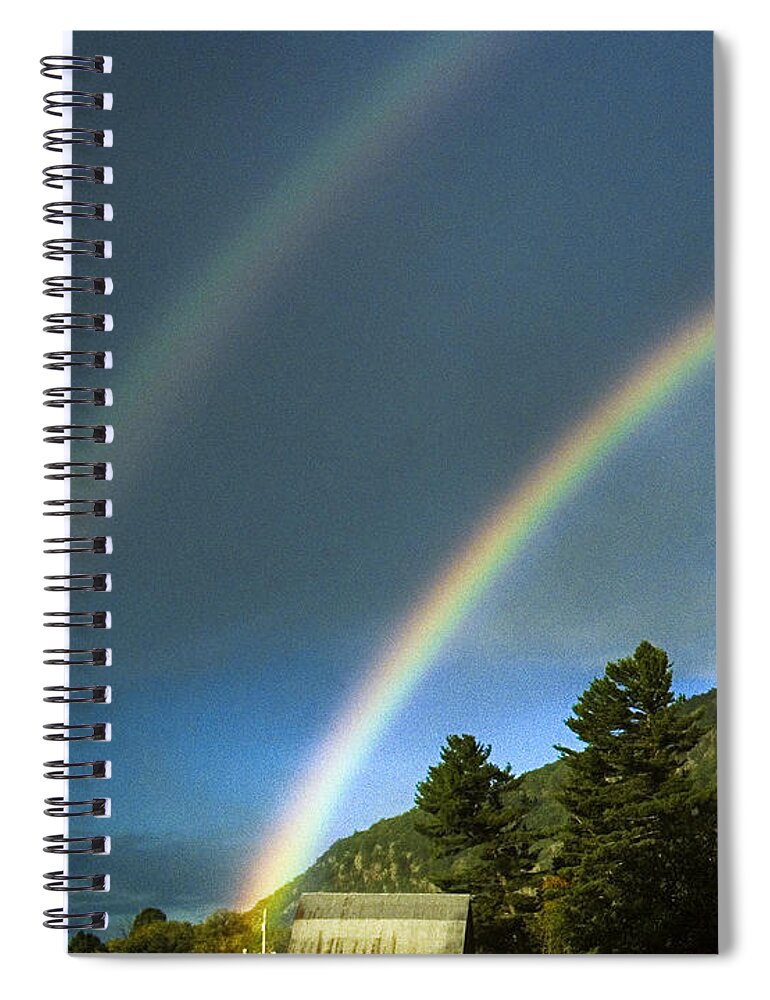 Rainbow Spiral Notebook featuring the photograph Red Rainbow Barn by Peter V Quenter