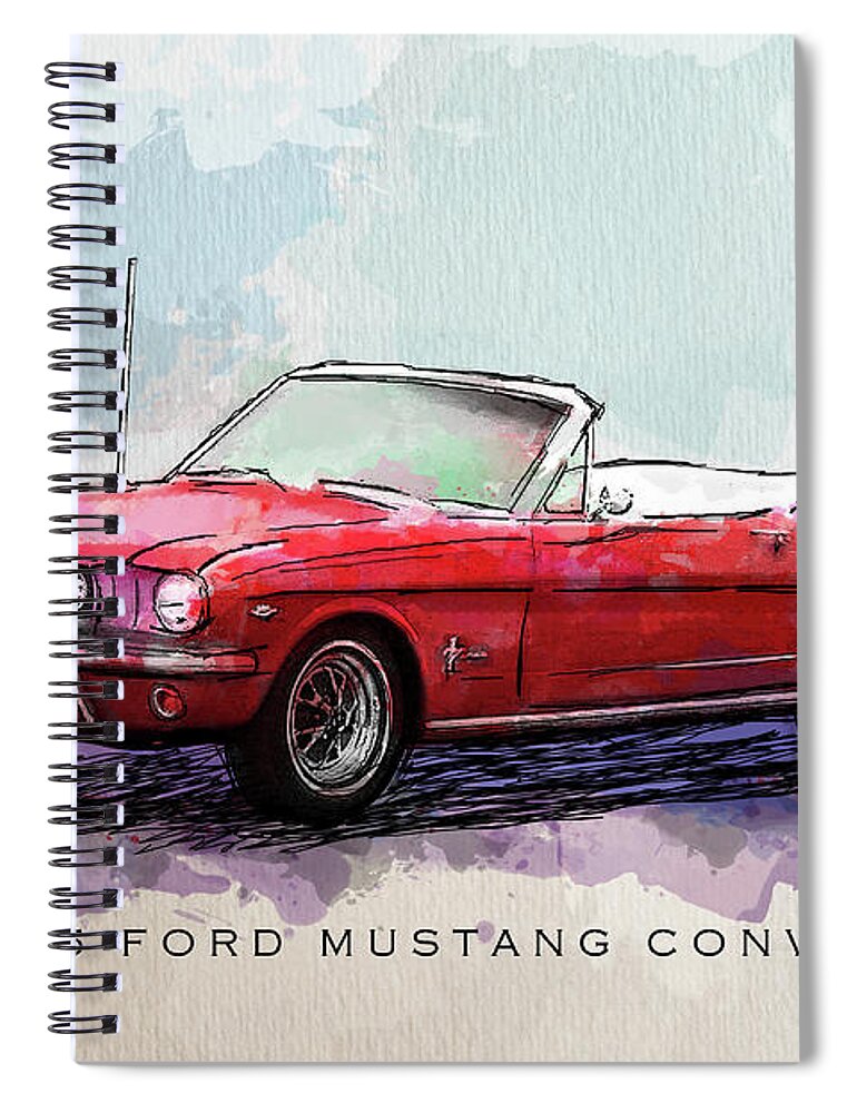 1965 Mustang Spiral Notebook featuring the digital art Red Riding Hood by Gary Bodnar