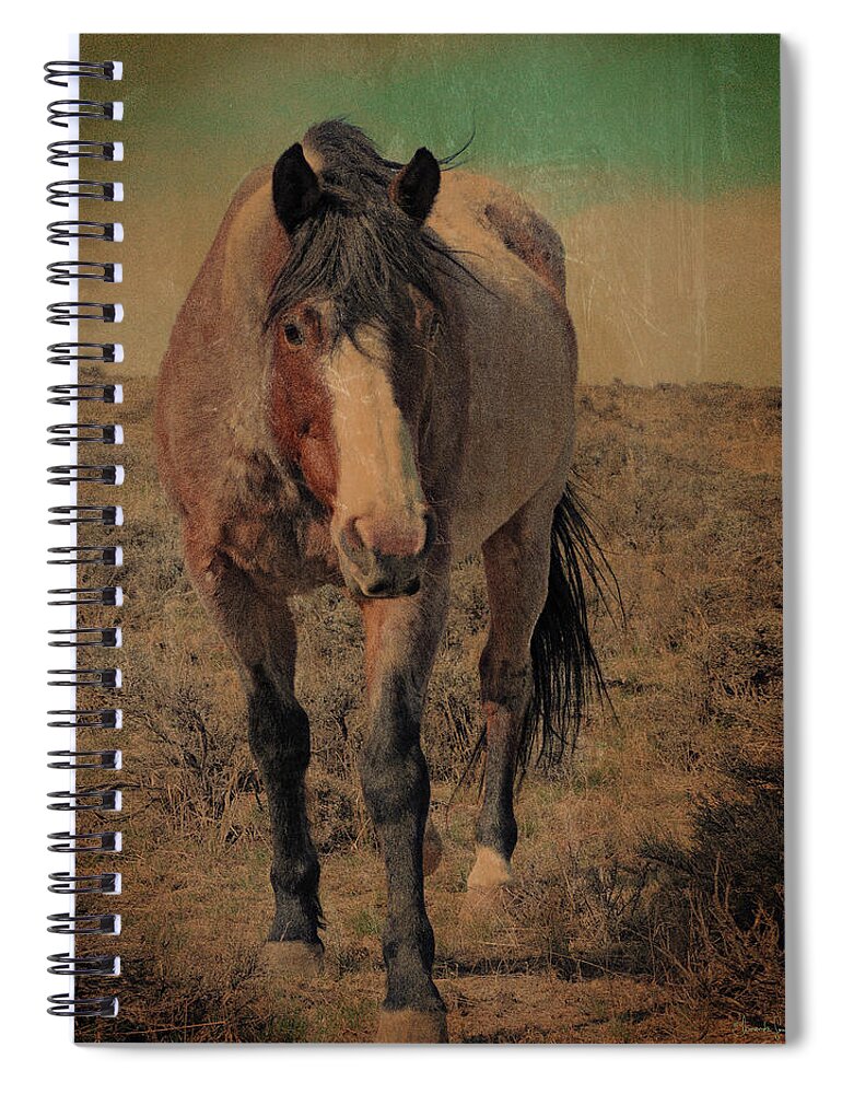 Red Spiral Notebook featuring the photograph Red Roan and Sage Brush by Amanda Smith