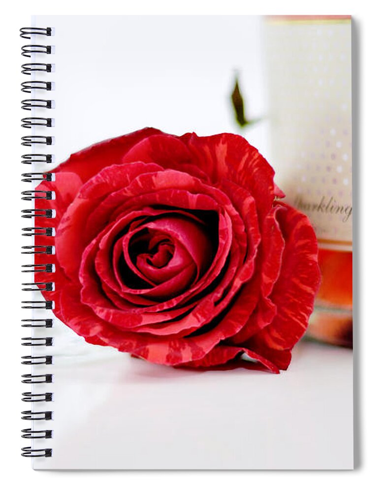 Background Spiral Notebook featuring the photograph Red Rose With Champagne by Serena King