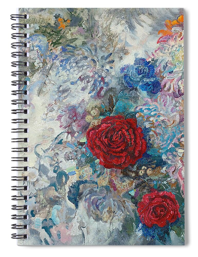 Maya Gusarina Spiral Notebook featuring the painting Red Roses by Maya Gusarina