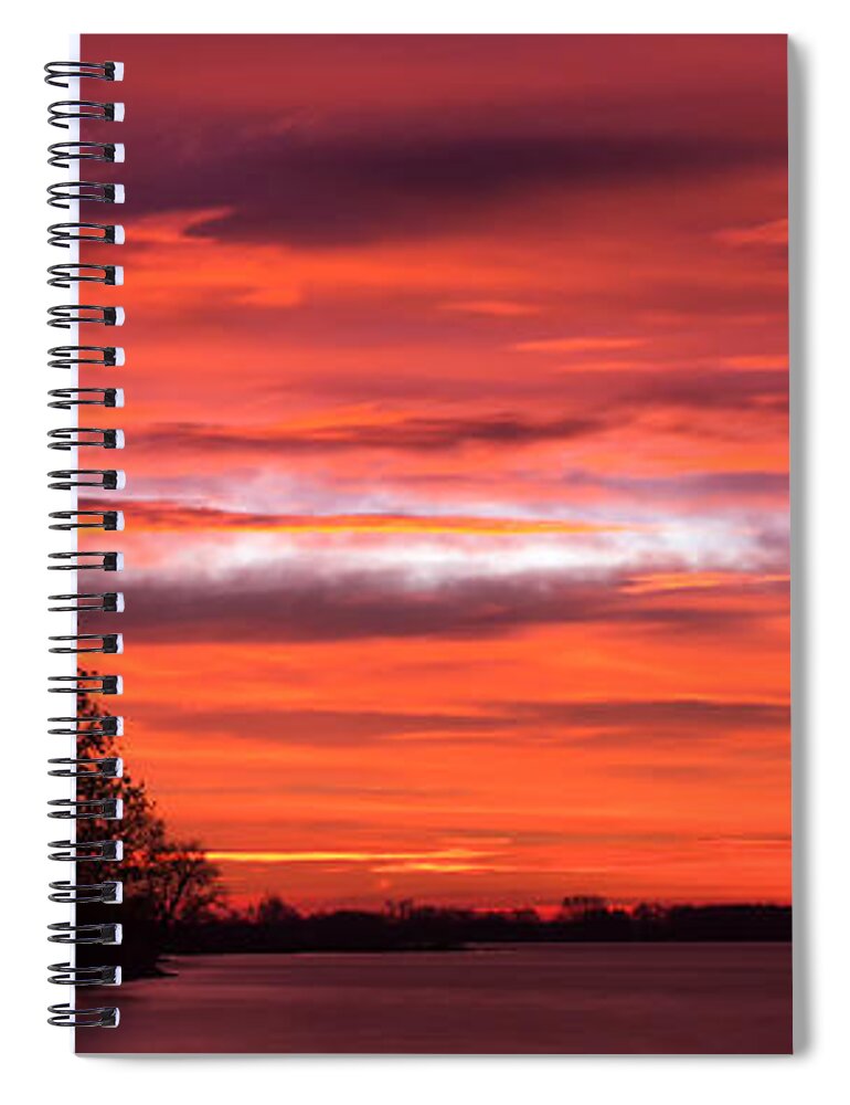 Sky Spiral Notebook featuring the photograph Red Sky at Morning Pano by James Barber