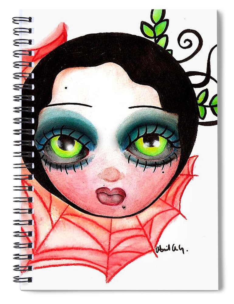 Abril Spiral Notebook featuring the painting Red Spider Web by Abril Andrade