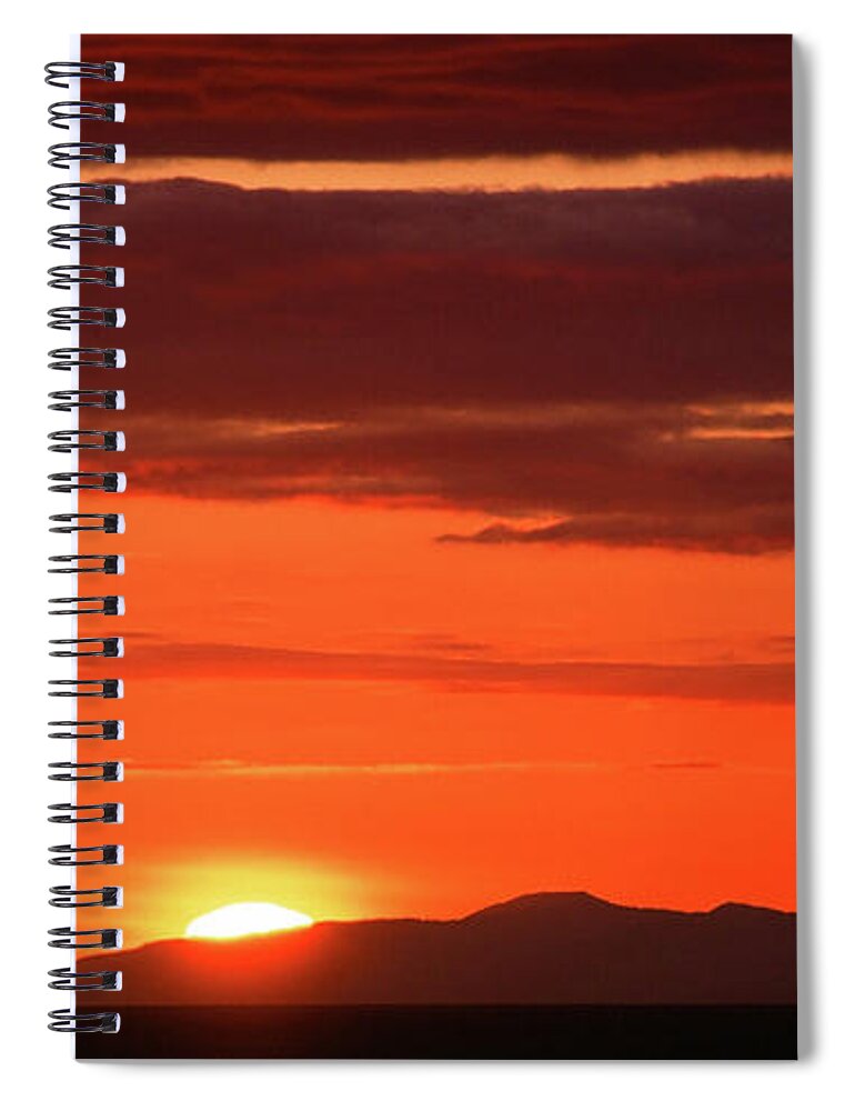 Red Spiral Notebook featuring the photograph Red Sunset Over the Ocean by Ted Keller