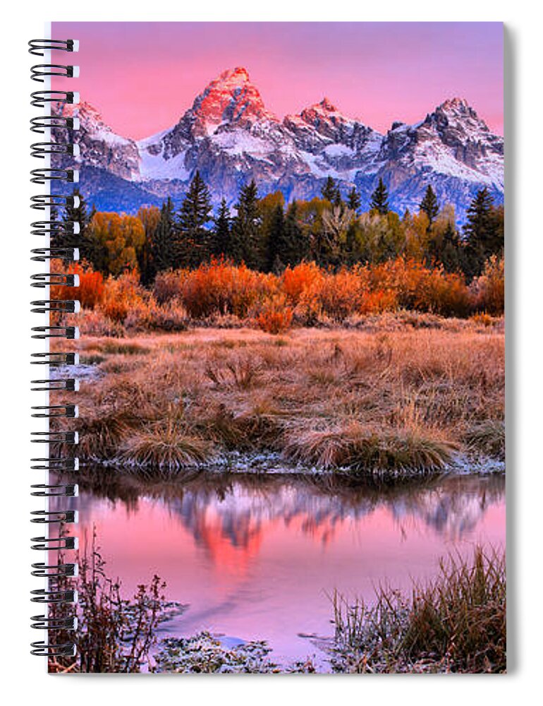 Grand Teton Spiral Notebook featuring the photograph Red Tip On The Grand by Adam Jewell