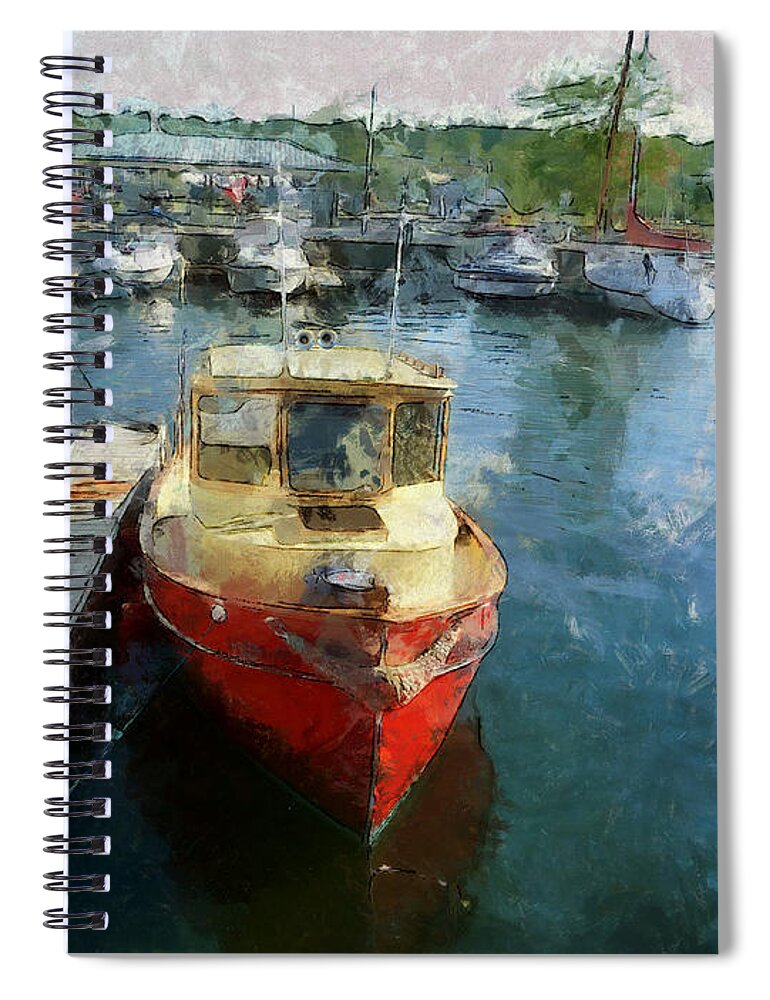 Red Spiral Notebook featuring the photograph Red Tug by Claire Bull