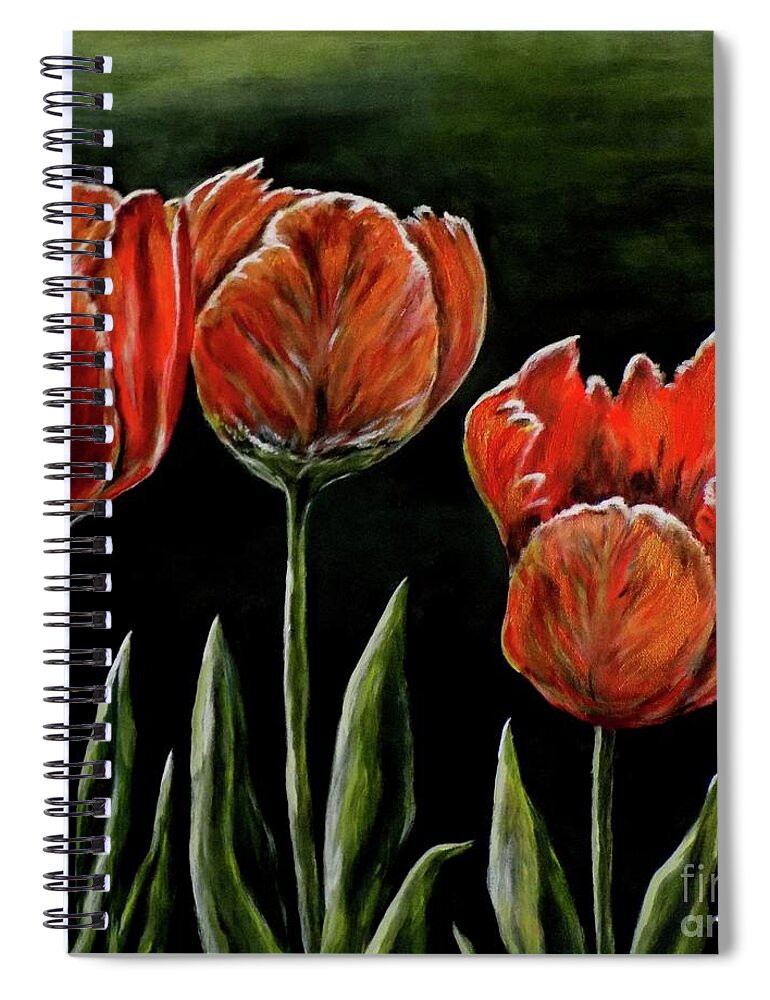 Red Flowers Spiral Notebook featuring the photograph Red Tulips by Judy Kirouac