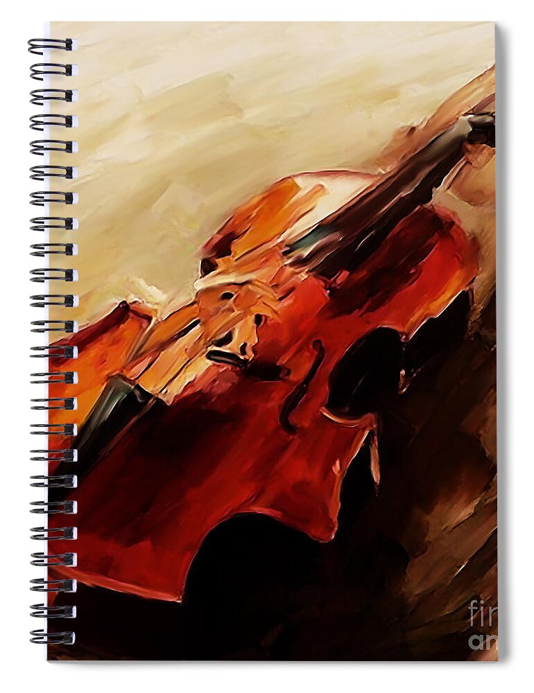 Violin Spiral Notebook featuring the painting Red Violin by Gull G